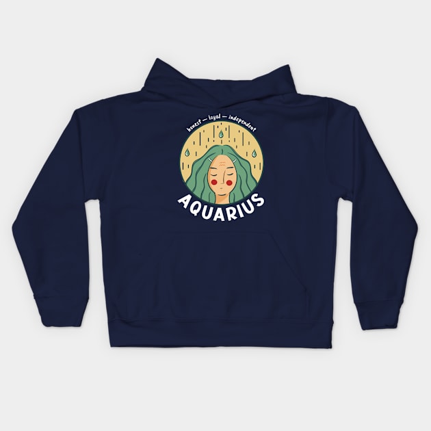 Aquarius Zodiac Girl Kids Hoodie by Whimsical Frank